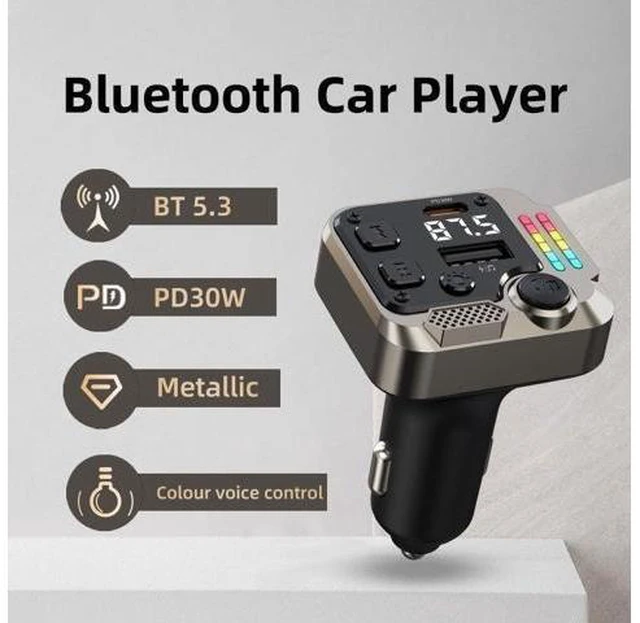 Alt view image 9 of 12 - BT5.3 Multifunctional Wireless Car Adapter with FM Radio, 30W Fast Charger, 2 USB Ports, Handsfree Music Player Charger