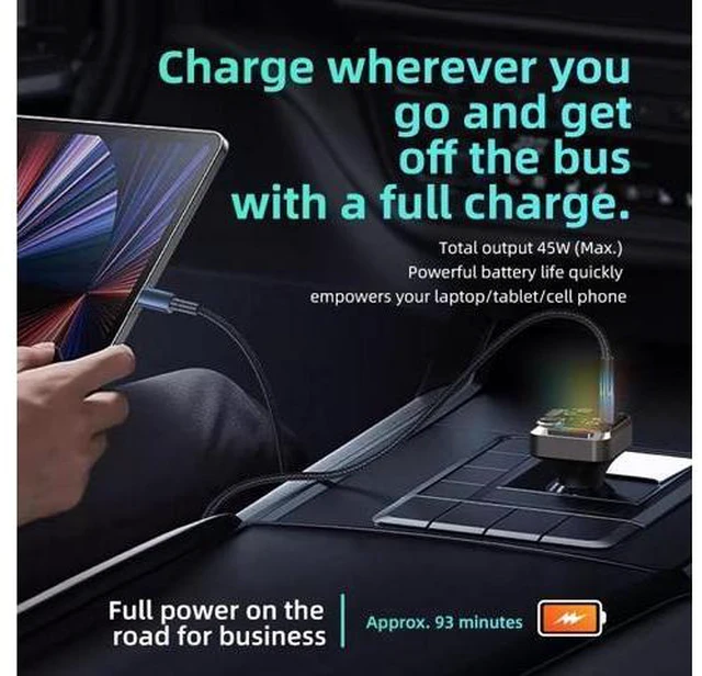 Alt view image 11 of 12 - BT5.3 Multifunctional Wireless Car Adapter with FM Radio, 30W Fast Charger, 2 USB Ports, Handsfree Music Player Charger