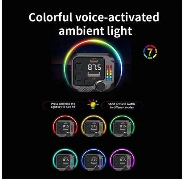 Alt view image 12 of 12 - BT5.3 Multifunctional Wireless Car Adapter with FM Radio, 30W Fast Charger, 2 USB Ports, Handsfree Music Player Charger