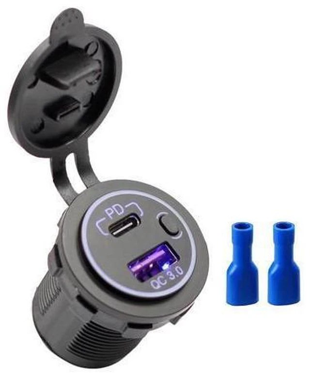 Alt view image 7 of 12 - QC 3.0 PD Fast Charging 12V Type C USB Socket Dual Car Charger with Plug Connection for Mobile Phones Boats