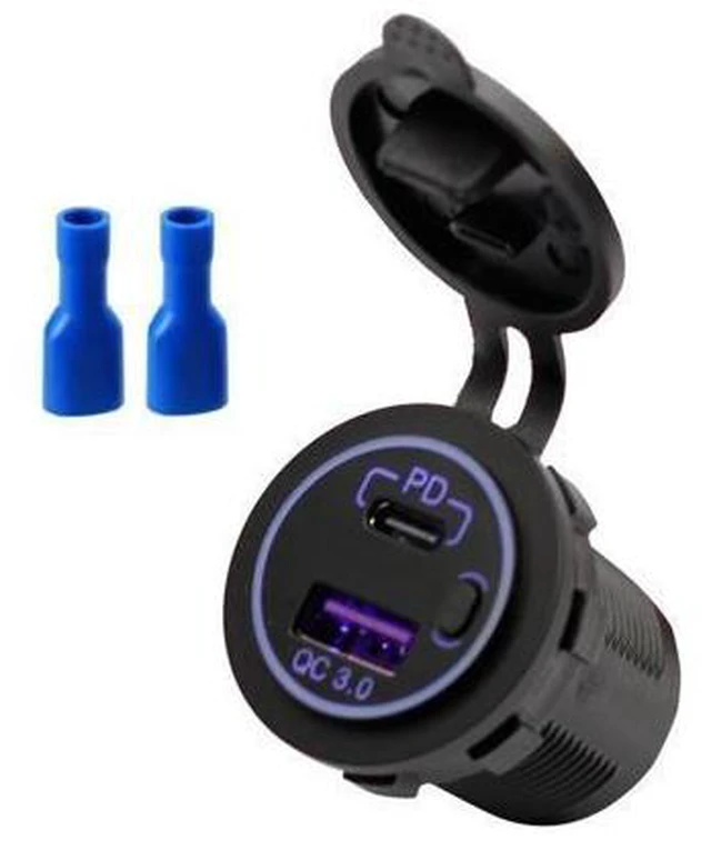 Alt view image 8 of 12 - QC 3.0 PD Fast Charging 12V Type C USB Socket Dual Car Charger with Plug Connection for Mobile Phones Boats