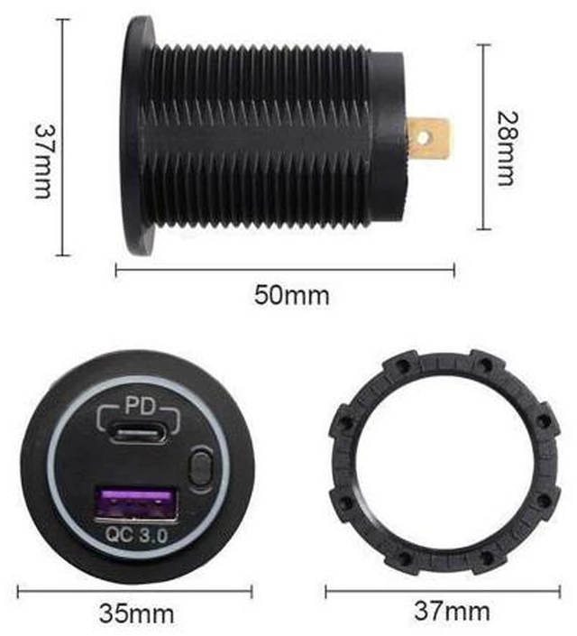 Alt view image 12 of 12 - QC 3.0 PD Fast Charging 12V Type C USB Socket Dual Car Charger with Plug Connection for Mobile Phones Boats