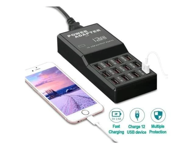 Alt view image 9 of 14 - Physowell Multi Ports 60WUSB Hub Charger Station 12 Ports Charging Smart Wall Charger Fast Charging Station for USB Device