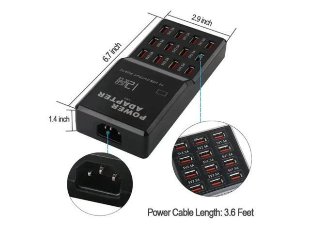 Alt view image 10 of 14 - Physowell Multi Ports 60WUSB Hub Charger Station 12 Ports Charging Smart Wall Charger Fast Charging Station for USB Device
