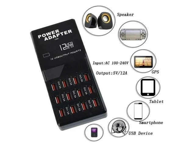 Alt view image 11 of 14 - Physowell Multi Ports 60WUSB Hub Charger Station 12 Ports Charging Smart Wall Charger Fast Charging Station for USB Device