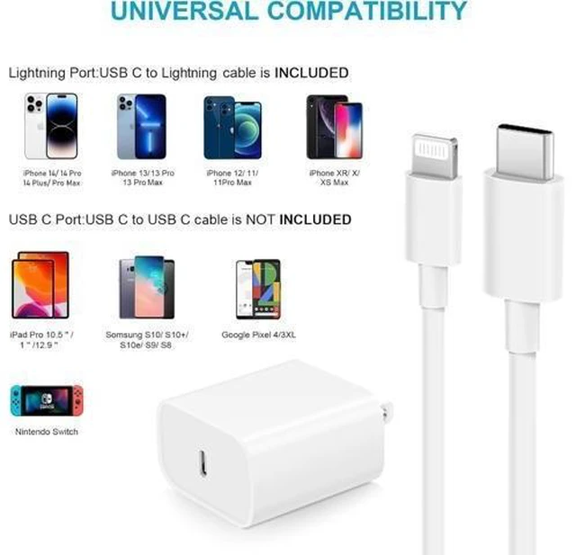 Alt view image 11 of 14 - iPhone Fast Charger 3+3Pack 20W USB C Wall Charger with 6FT Fast Charging Cable Compatible with iPhone 14/13/12/11/Pro/Pro Max