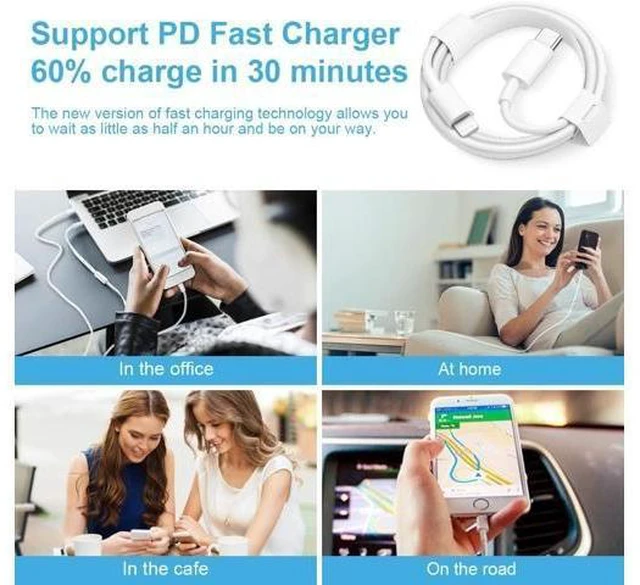 Alt view image 13 of 14 - iPhone Fast Charger 3+3Pack 20W USB C Wall Charger with 6FT Fast Charging Cable Compatible with iPhone 14/13/12/11/Pro/Pro Max