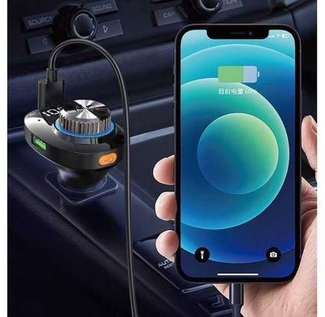 Alt view image 10 of 12 - New Trend 3 in 1 USB Car Charger QC 30. PD Fast Car Charger Support BT Call Mp3 Player Car Charger