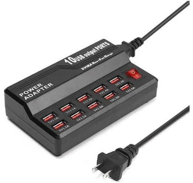Alt view image 7 of 10 - 10-Port 60W/12A Desktop USB Charging Station Multi Port USB Charger Multi USB Charger with 3.3ft 3 in 1 Charging Cable Desktop Multi-Port USB Charger for Cell Phones Universal Multi Phones Charging S