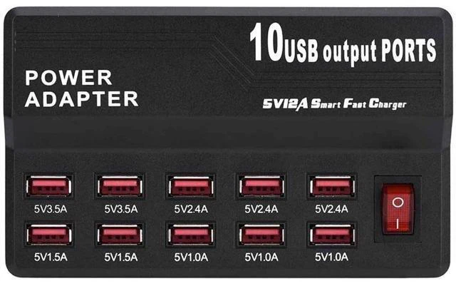 Alt view image 10 of 10 - 10-Port 60W/12A Desktop USB Charging Station Multi Port USB Charger Multi USB Charger with 3.3ft 3 in 1 Charging Cable Desktop Multi-Port USB Charger for Cell Phones Universal Multi Phones Charging S