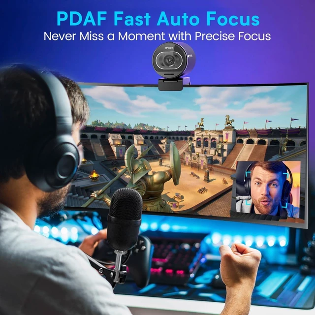 Alt view image 10 of 14 - _Mega Brand S600 4K Webcam for Streaming - Sony 1/2.5'' Sensor, PDAF Autofocus, 1080P@60FPS, 2 Noise Reduction Mics, Built-in Privacy Cover, 73° FOV, Streaming Camera for Live Commerce/Gaming/Beauty