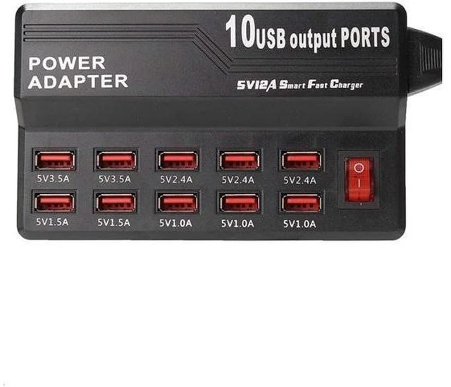 Alt view image 9 of 10 - 10-Port 60W/12A Desktop USB Charging Station Multi Port USB Charger Multi USB Charger with 3.3ft 3 in 1 Charging Cable Desktop Multi-Port USB Charger for Cell Phones Universal Multi Phones Charging S