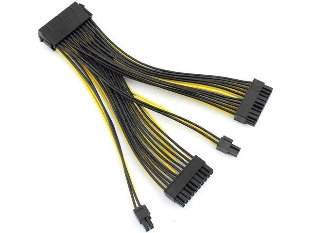 Alt view image 11 of 12 - 24P 20+4 Pin Dual PSU Power Supply Cable,18AWG ATX Motherboard Mainboard Adapter Connector Cable Mining Extension Cable - 20cm (10 Pcs)
