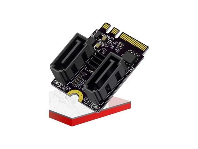 Alt view image 2 of 2 - M.2 A+E to SATA 3 Adapter Card JM582 Chip 2 Port SATA III Revision Card Computer Accessories