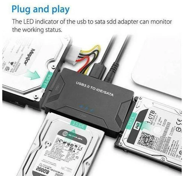 Alt view image 9 of 14 - USB 3.0 to Hard Drive Converter Cable USB 3.0 to IDE SATA Adapter 2.5" 3.5" SATA IDE SSD Hard Drive Disks Support 6TB USB 3.0 to IDE & SATA Converter External Hard Drive Adapter Kit 2.5"/3.5" Cable