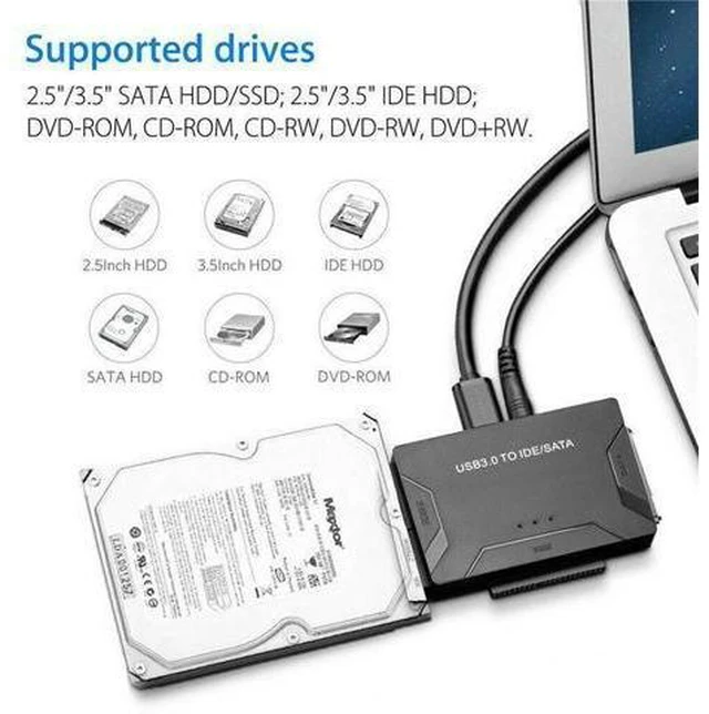 Alt view image 10 of 14 - USB 3.0 to Hard Drive Converter Cable USB 3.0 to IDE SATA Adapter 2.5" 3.5" SATA IDE SSD Hard Drive Disks Support 6TB USB 3.0 to IDE & SATA Converter External Hard Drive Adapter Kit 2.5"/3.5" Cable