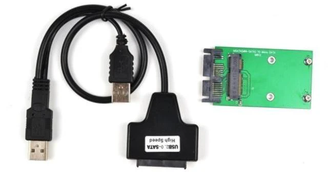 Alt view image 2 of 2 - Mini PCIe mSATA 3x5 SSD to 1.8" micro SATA Adapter card + USB micro SATA cable 7+9PIN 13PIN USB TO SSD USB TO MINI PCIE