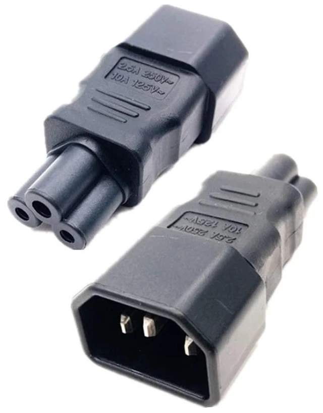 Alt view image 9 of 14 - IEC 320 Adapter 3 Poles Socket C14 to Cloverleaf Plug Micky C5 Straight Extension Power Adapter