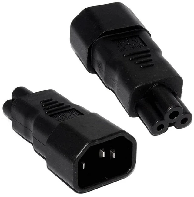 Alt view image 14 of 14 - IEC 320 Adapter 3 Poles Socket C14 to Cloverleaf Plug Micky C5 Straight Extension Power Adapter