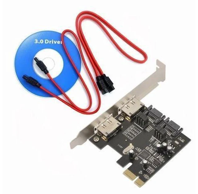 Alt view image 9 of 10 - New 2 Port eSATA e-SATA 3.0 and 2 Port SATA 3.0 Serial ATA to PCI-E PCI Express Card Adapter Converter 6.0Gbps ASM1061 Chipset