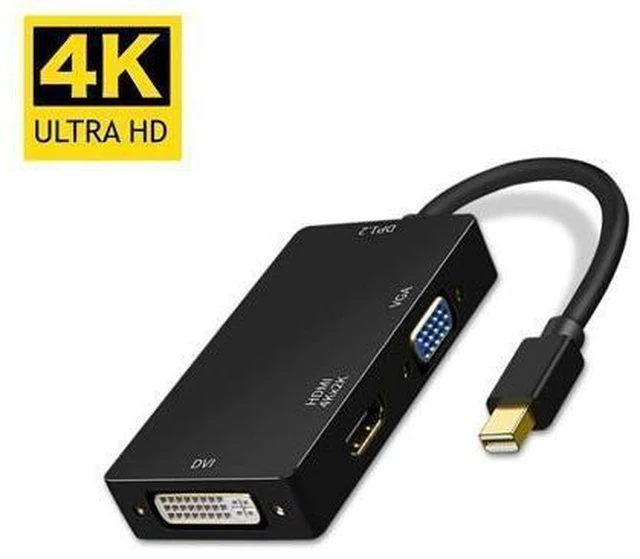 Alt view image 12 of 12 - 3 in 1 Thunderbolt 4K Mini Display Port Dock Converter MINI DP Male To HDMI DVI VGA Female Adapter Converter Hub