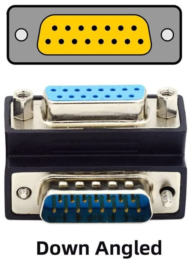 Alt view image 12 of 14 - xiwai Down 90 Degree Angled DSUB D-subminiature 15pin Male to Female Extension Adapter DB Connector