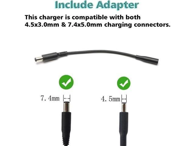 Alt view image 8 of 12 - 65W AC Charger for Inspiron 15-7000 15-5000 15-3000 17-7000 17-5000 17-3000 13-7000 11-3000 2 in 1 Series 3558 3181 5100 5535 5555 5558 5559 5567 XPS 9350 9360 la65ns2-01 Charger Laptop Power