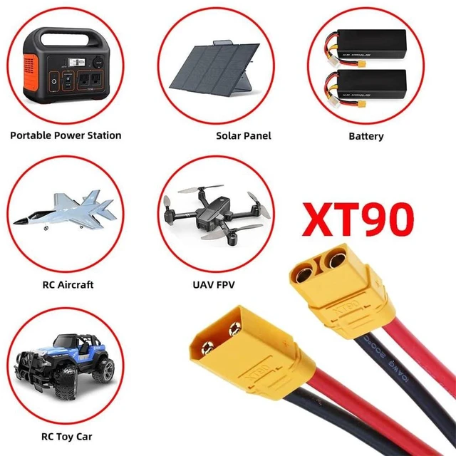 Alt view image 12 of 14 - Male to Female 10AWG Extension Cable Connector for RC Battery Portable Power Station Solar Panel