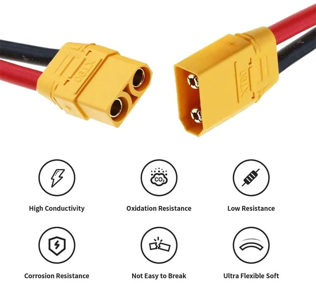 Alt view image 13 of 14 - Male to Female 10AWG Extension Cable Connector for RC Battery Portable Power Station Solar Panel