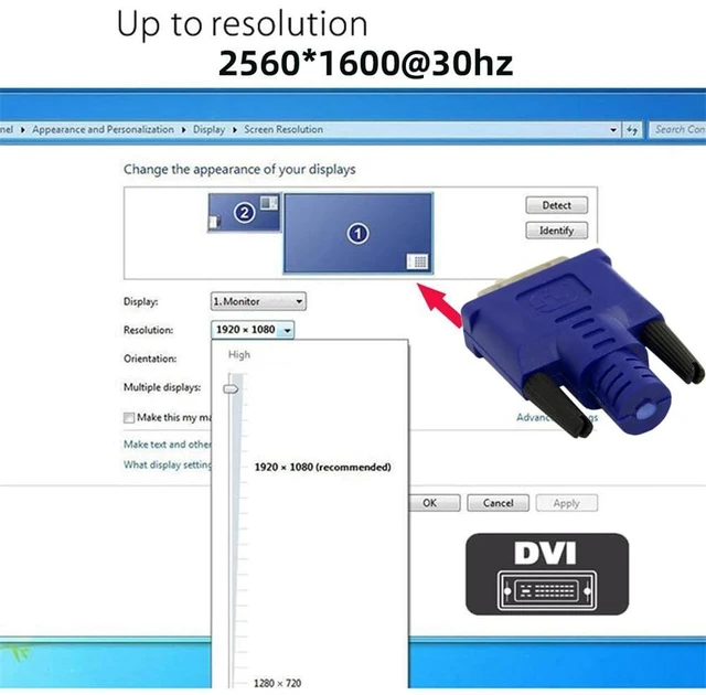Alt view image 11 of 14 - Display Adapter DVI DDC EDID Dummy Plug Headless Ghost Display Emulator 2560x1600p@60Hz