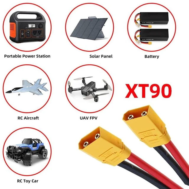 Alt view image 12 of 14 - Male to Male 10AWG Extension Cable Connector for RC Battery Portable Power Station Solar Panel