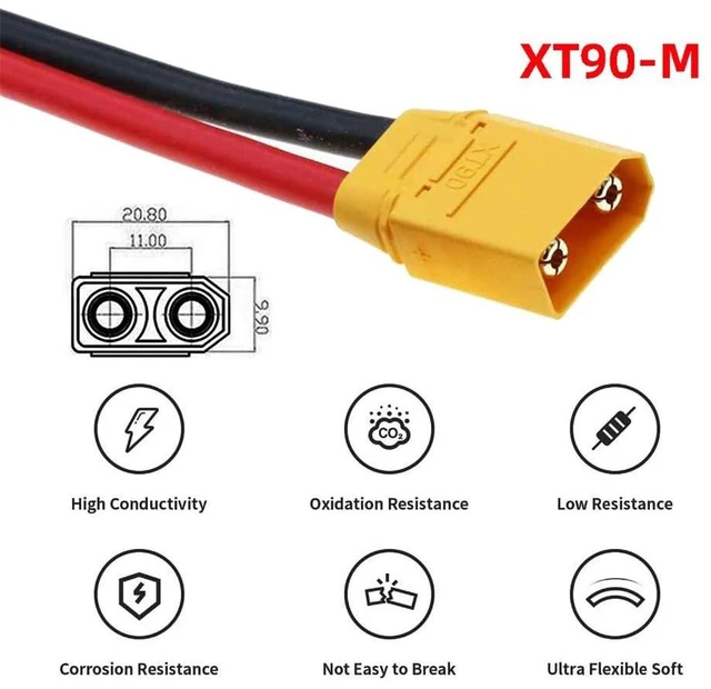Alt view image 13 of 14 - Male to Male 10AWG Extension Cable Connector for RC Battery Portable Power Station Solar Panel