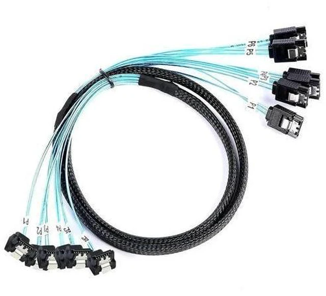 Alt view image 4 of 4 - FOR 6 Ports SATA 7Pin to 6 Ports SATA 90 Degree Right Angle High Speed Converter Cable for Servers