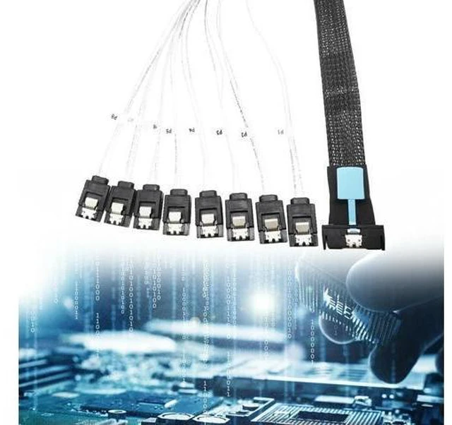 Alt view image 8 of 14 - 0.5M Cable Server Hard Drive Conversion Cable PCIe5.0 Slimline SAS MCIO 8I To 8*SATA Cable SAS MCIO 8I 74P To 8*SATA 7P Cord