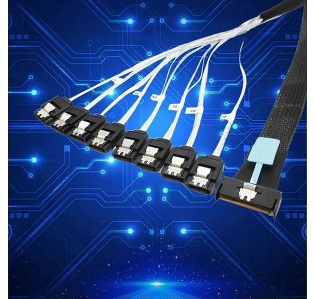 Alt view image 9 of 14 - 0.5M Cable Server Hard Drive Conversion Cable PCIe5.0 Slimline SAS MCIO 8I To 8*SATA Cable SAS MCIO 8I 74P To 8*SATA 7P Cord