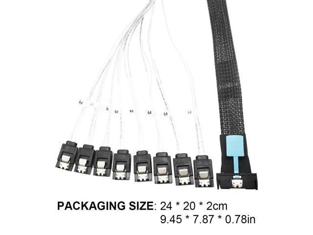 Alt view image 11 of 14 - 0.5M Cable Server Hard Drive Conversion Cable PCIe5.0 Slimline SAS MCIO 8I To 8*SATA Cable SAS MCIO 8I 74P To 8*SATA 7P Cord