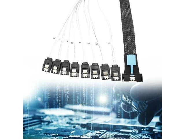 Alt view image 12 of 14 - 0.5M Cable Server Hard Drive Conversion Cable PCIe5.0 Slimline SAS MCIO 8I To 8*SATA Cable SAS MCIO 8I 74P To 8*SATA 7P Cord