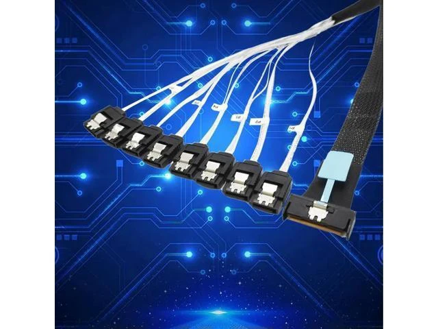 Alt view image 13 of 14 - 0.5M Cable Server Hard Drive Conversion Cable PCIe5.0 Slimline SAS MCIO 8I To 8*SATA Cable SAS MCIO 8I 74P To 8*SATA 7P Cord