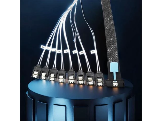 Alt view image 14 of 14 - 0.5M Cable Server Hard Drive Conversion Cable PCIe5.0 Slimline SAS MCIO 8I To 8*SATA Cable SAS MCIO 8I 74P To 8*SATA 7P Cord