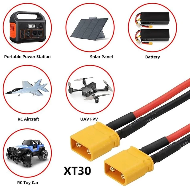 Alt view image 13 of 14 - Male to Male 18AWG Extension Cable Connector for RC Battery Portable Power Station Solar Panel