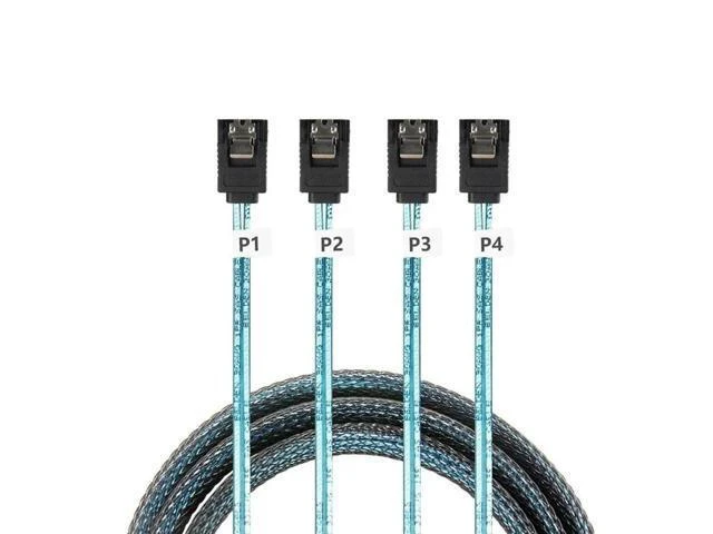 Alt view image 3 of 4 - FOR Hard Drive Cable MINISAS 4-to-4 SATA 6G Data Cable 4 Pairs 4Sata Cable SAS to SATA 1M
