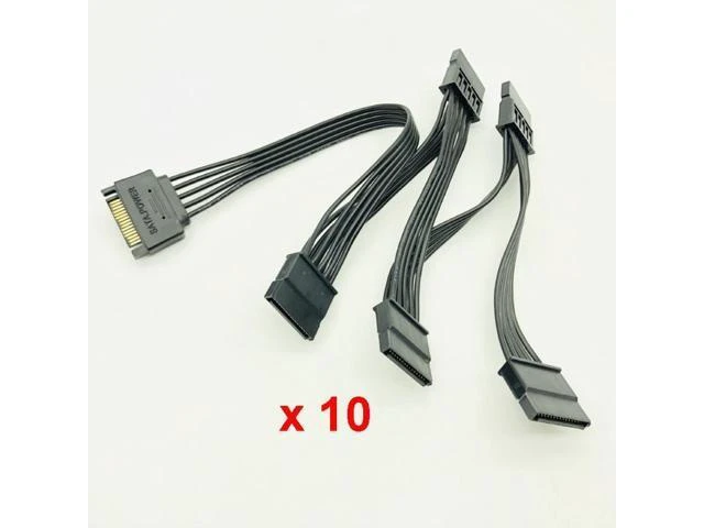 Alt view image 4 of 6 - 10PCS SATA Power Cable for HDD 15Pin SATA male to 5-ports SATA female SATA Computer Hard Drive Cable HDD Cage Caddy Power Cable