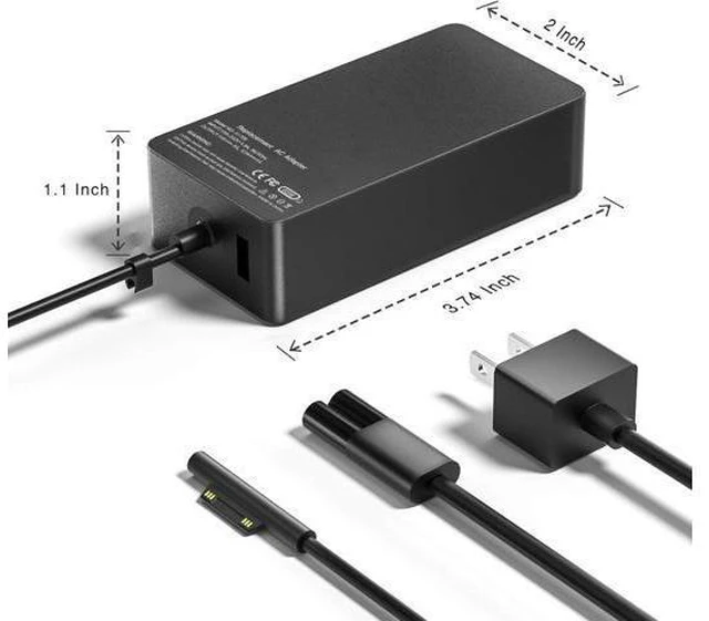 Alt view image 10 of 12 - 65W Surface Pro Laptop Charger for Surface Pro 10/9/8/7/6/5/4/3/X Windows Surface Laptop 6/5/4/3/2/1 Surface Book 3/2/1 Surface Go 3/2/1 Surface Charger Supports 44W 36W
