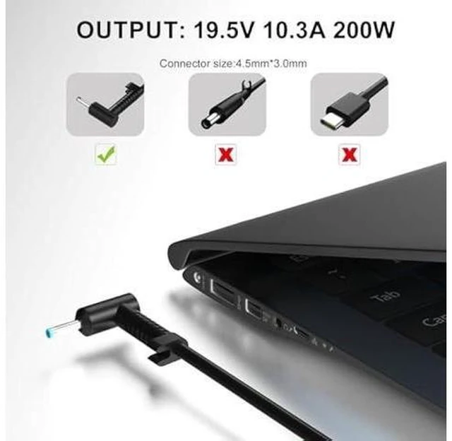 Alt view image 9 of 14 - 200W Laptop Charger Compatible for HP Victus Gaming 15 16, HP Omen Gaming 15 17, Pavilion 15 17 TPN-DA10 L00818-850 Power Supply Cord AC Adapter