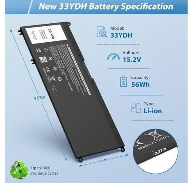 Alt view image 9 of 14 - 56WH 33YDH Laptop Battery Compatible with Dell Inspiron 17 7000 7773 7778 7779 G3 15 3579 15 7577 G5 5587 G7 7588 Latitude 13 3380 14 3490 15 3590 99NF2 PVHT1 P72F P30E 81PF3 081PF3 P30E001