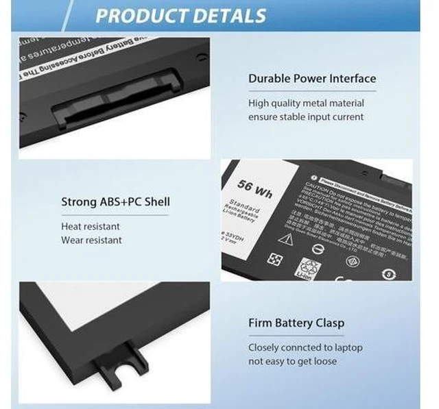 Alt view image 10 of 14 - 56WH 33YDH Laptop Battery Compatible with Dell Inspiron 17 7000 7773 7778 7779 G3 15 3579 15 7577 G5 5587 G7 7588 Latitude 13 3380 14 3490 15 3590 99NF2 PVHT1 P72F P30E 81PF3 081PF3 P30E001