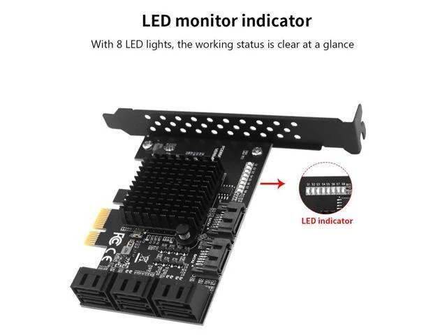 Alt view image 10 of 10 - PCI E Sata Card PCI-E 1X To 8 Ports SATA 3.0 Adapter PCI Express Expansion Card 1X PCIE SATA Controller 6GB Adapter For HDD SSD