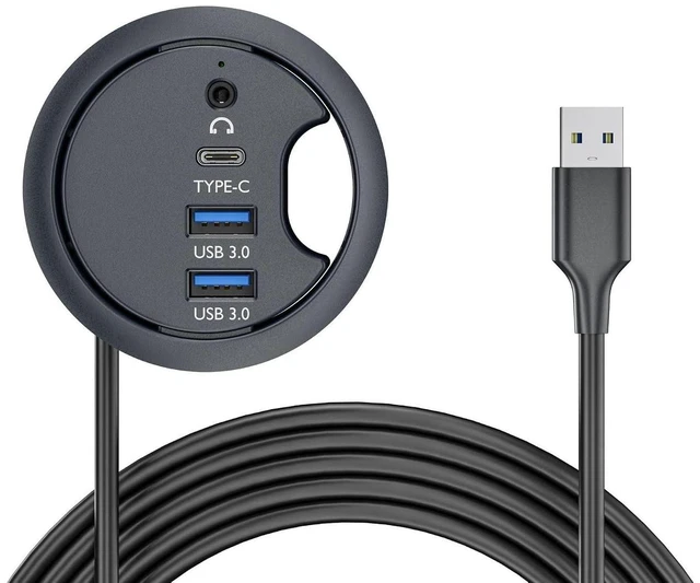 Alt view image 8 of 14 - 3.0 Hub Sound Card USB-C 2 Port USB 60mm Desk Grommet Splitter Dock Station Headphone Mic Audio Interface for Desktop PC Desk