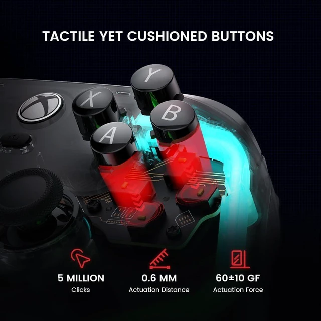 Alt view image 11 of 14 - Kaleid Wired Controller for Xbox Series X|S, Xbox One,Windows 10/11 & Steam, Plug and Play Gaming Gamepad, Transparent Video Game Controller with Hall Effect Joysticks/Hall Trigger