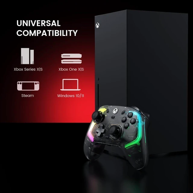 Alt view image 13 of 14 - Kaleid Wired Controller for Xbox Series X|S, Xbox One,Windows 10/11 & Steam, Plug and Play Gaming Gamepad, Transparent Video Game Controller with Hall Effect Joysticks/Hall Trigger